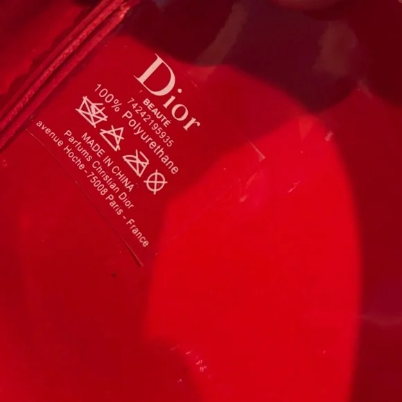 NWT Dior Red Embossed Logo Cosmetic Makeup Pouch Bag w/ Zipper Protector - Picture 8 of 8